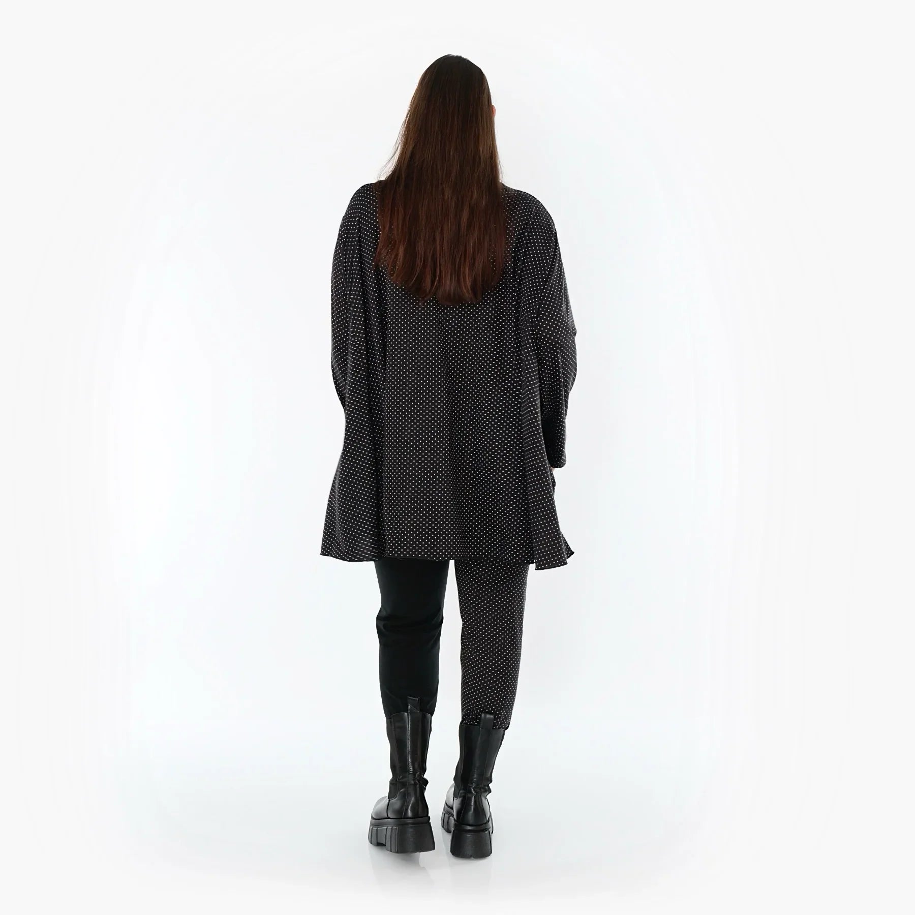 Chemise grande taille AKH Fashion 593, noire et blanche