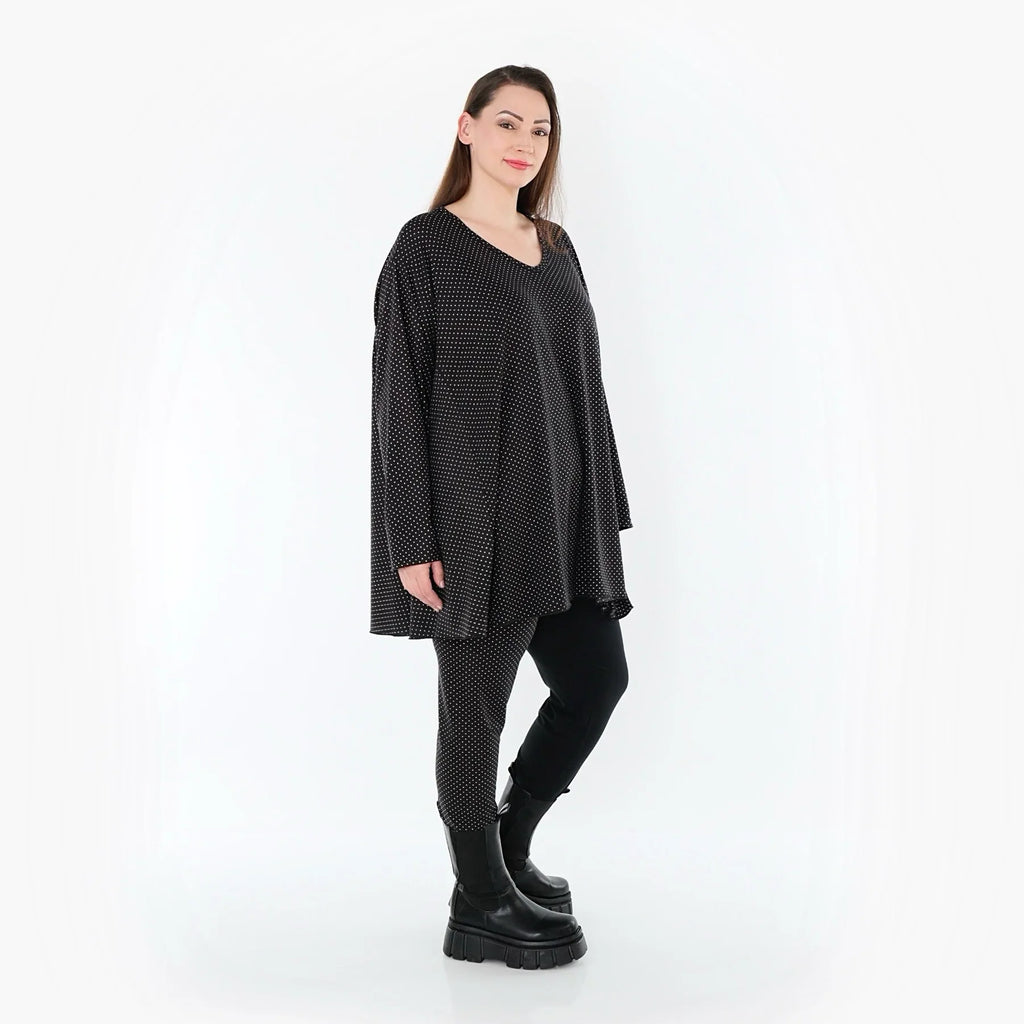 Chemise grande taille AKH Fashion 593, noire et blanche