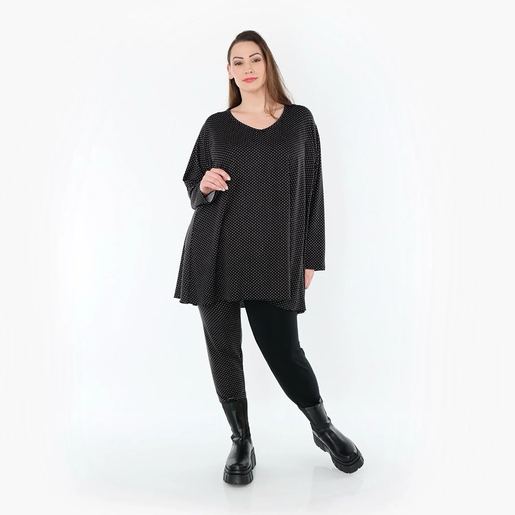 Chemise grande taille AKH Fashion 593, noire et blanche