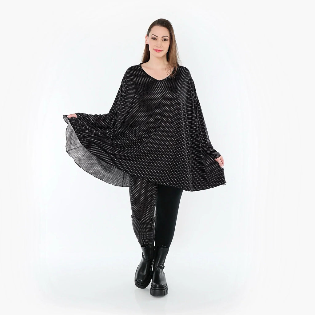 Chemise grande taille AKH Fashion 593, noire et blanche