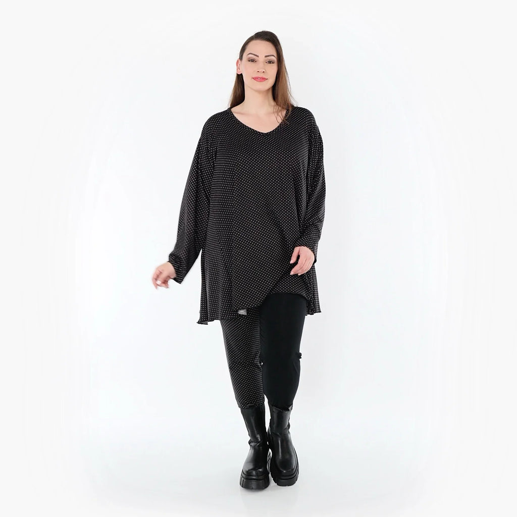 Chemise grande taille AKH Fashion 593, noire et blanche