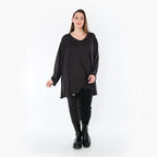 Chemise grande taille AKH Fashion 593, noire et blanche