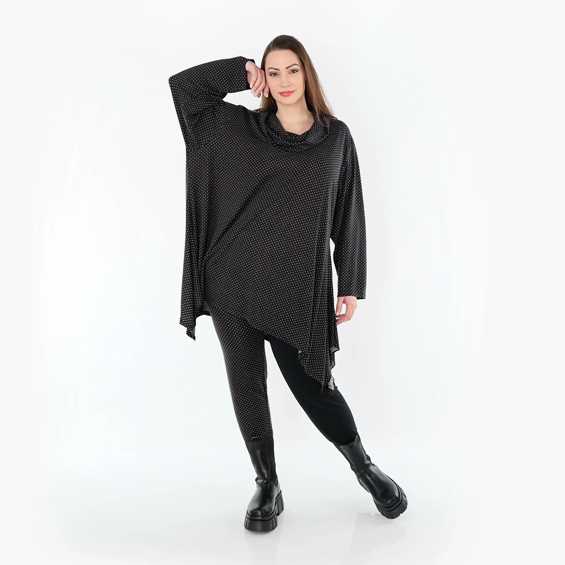 AKH Fashion 3371 Grand T-shirt, Noir-Blanc
