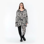 Chemise grande taille AKH Fashion 593, noire et blanche
