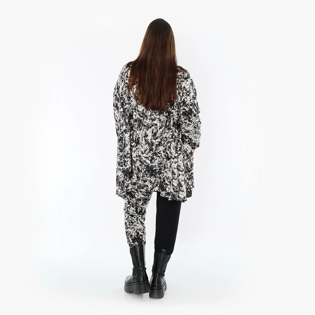 Chemise grande taille AKH Fashion 593, noire et blanche