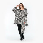Chemise grande taille AKH Fashion 593, noire et blanche