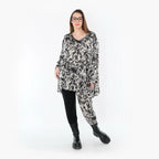 Chemise grande taille AKH Fashion 593, noire et blanche