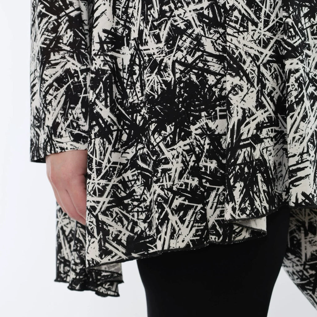 Chemise grande taille AKH Fashion 593, noire et blanche