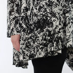 Chemise grande taille AKH Fashion 593, noire et blanche