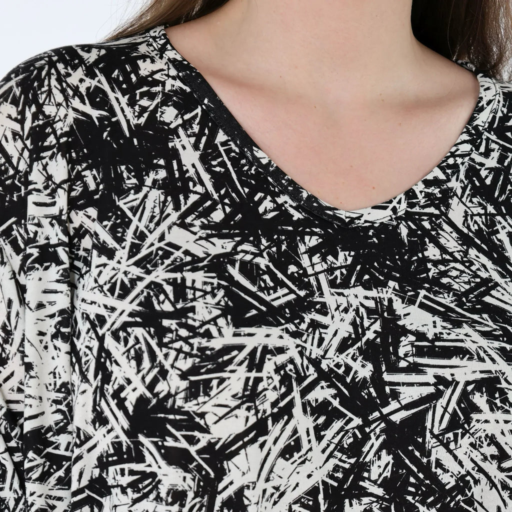 Chemise grande taille AKH Fashion 593, noire et blanche