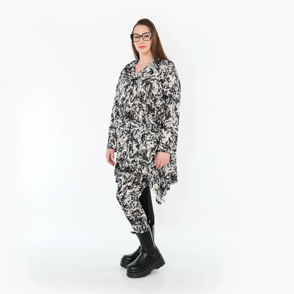 AKH Fashion 3371 Grand T-shirt, Noir-Blanc