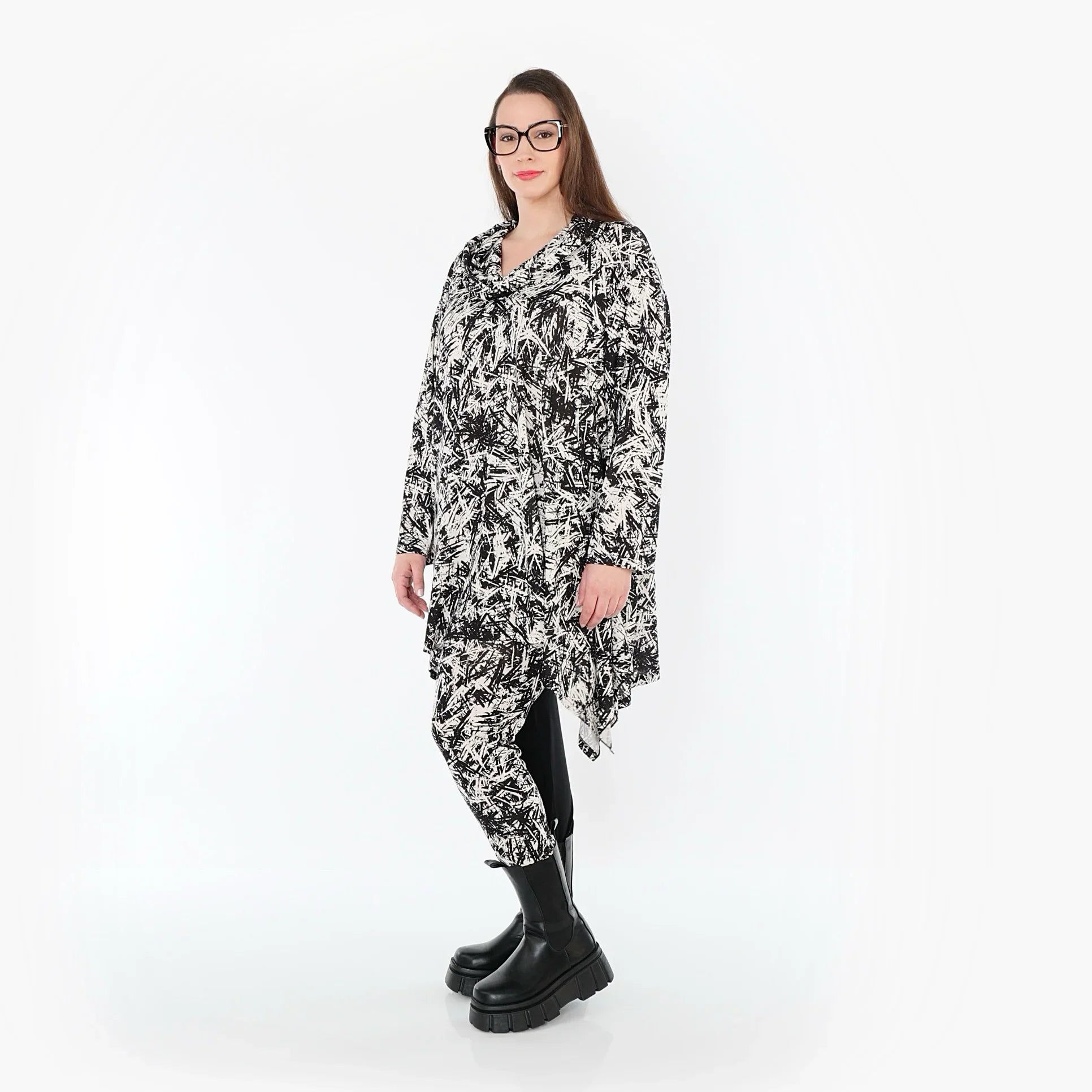AKH Fashion 3371 Grand T-shirt, Noir-Blanc