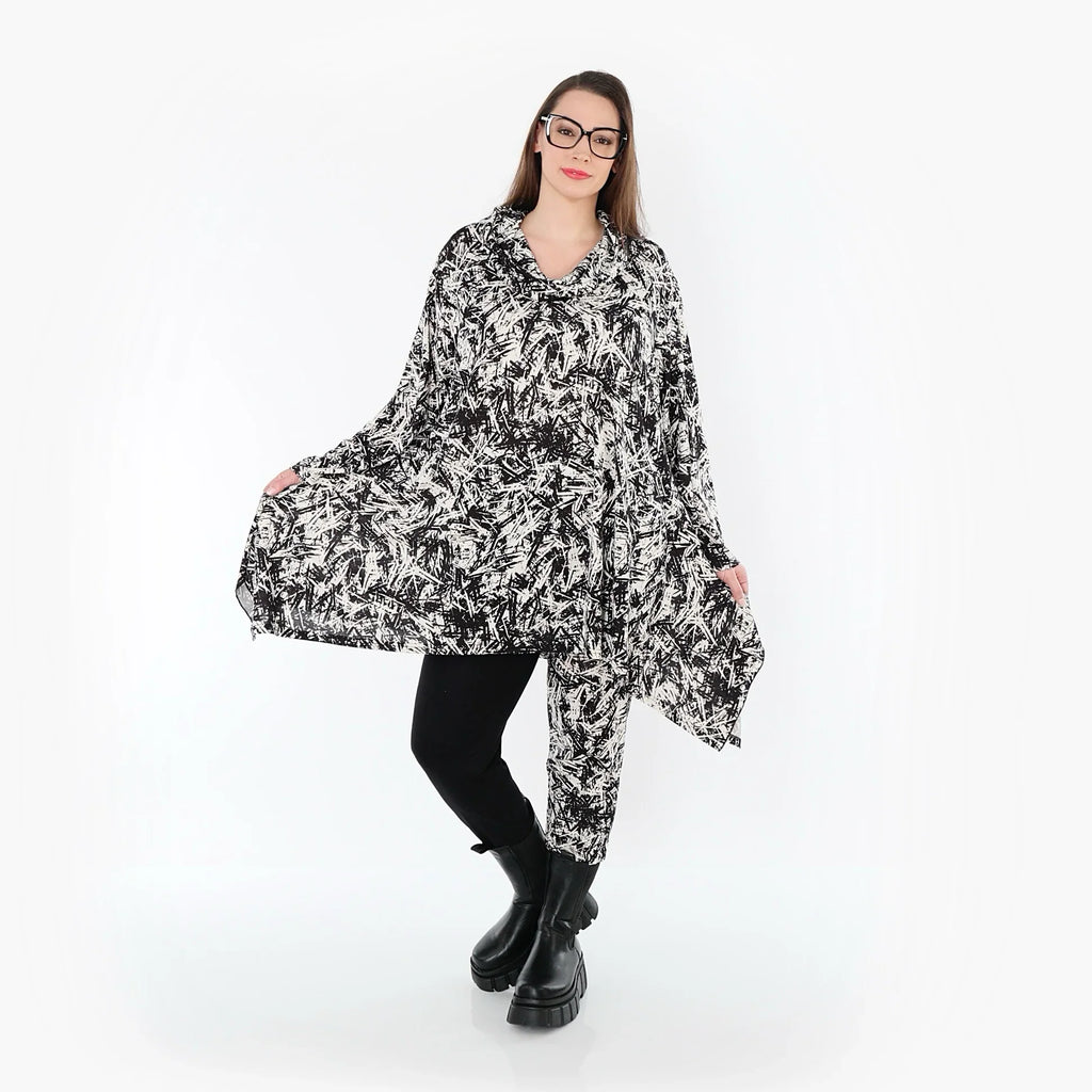 AKH Fashion 3371 Grand T-shirt, Noir-Blanc