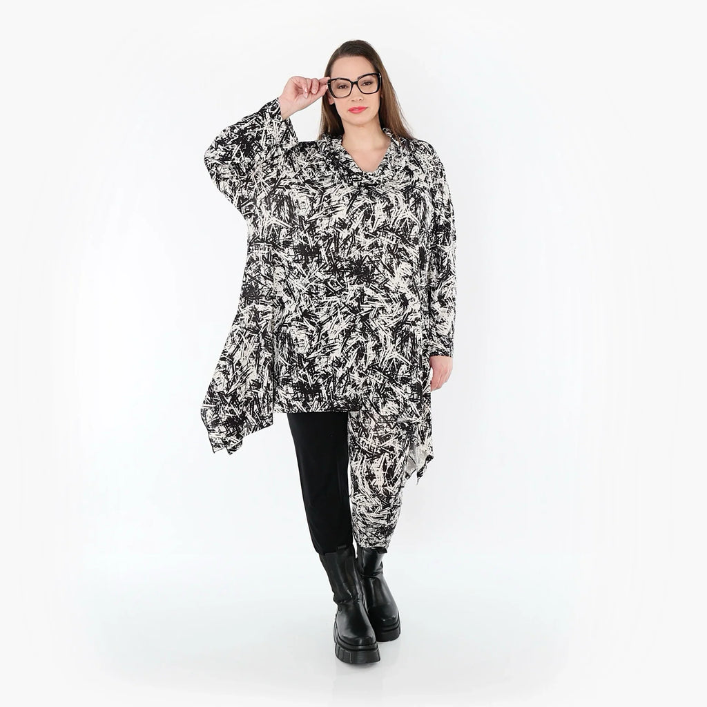 AKH Fashion 3371 Grand T-shirt, Noir-Blanc