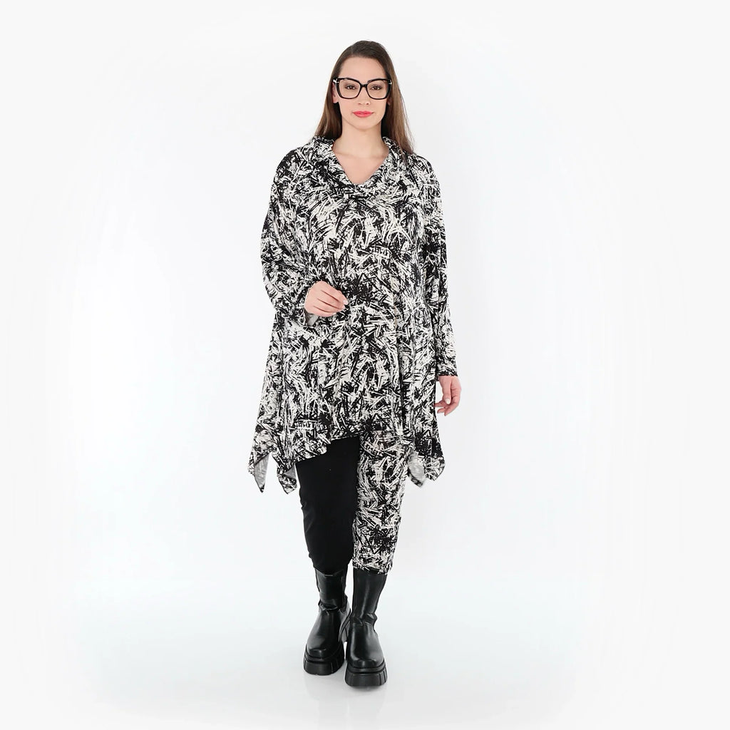 AKH Fashion 3371 Grand T-shirt, Noir-Blanc