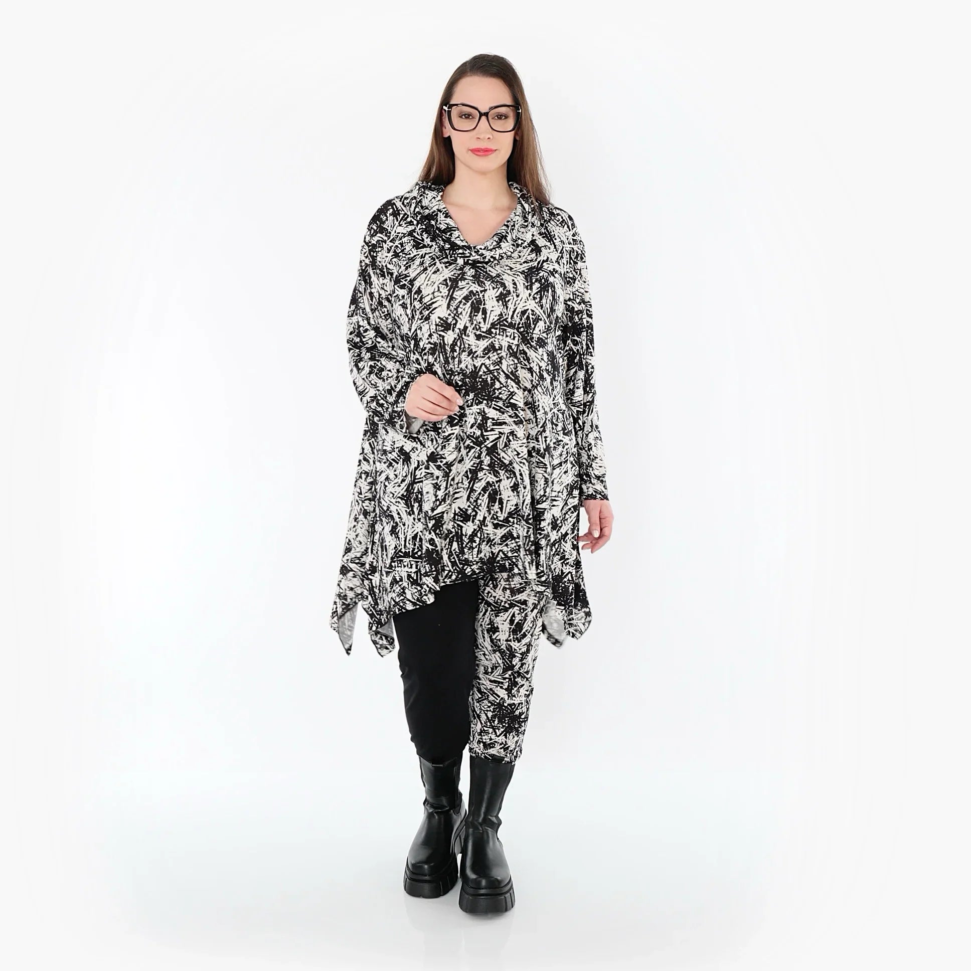 AKH Fashion 3371 Grand T-shirt, Noir-Blanc
