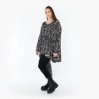 Chemise grande taille AKH Fashion 593, noire et blanche