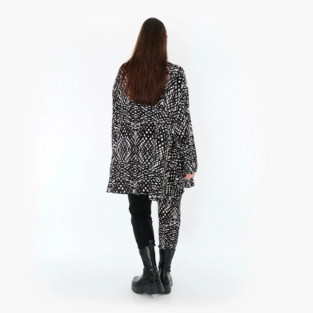 Chemise grande taille AKH Fashion 593, noire et blanche