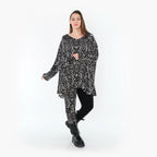 Chemise grande taille AKH Fashion 593, noire et blanche
