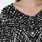 Chemise grande taille AKH Fashion 593, noire et blanche