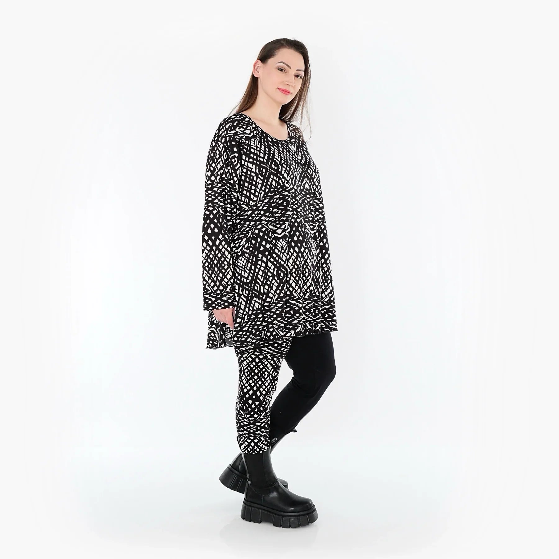 AKH Fashion 1892 Chemise, Noir et Blanc