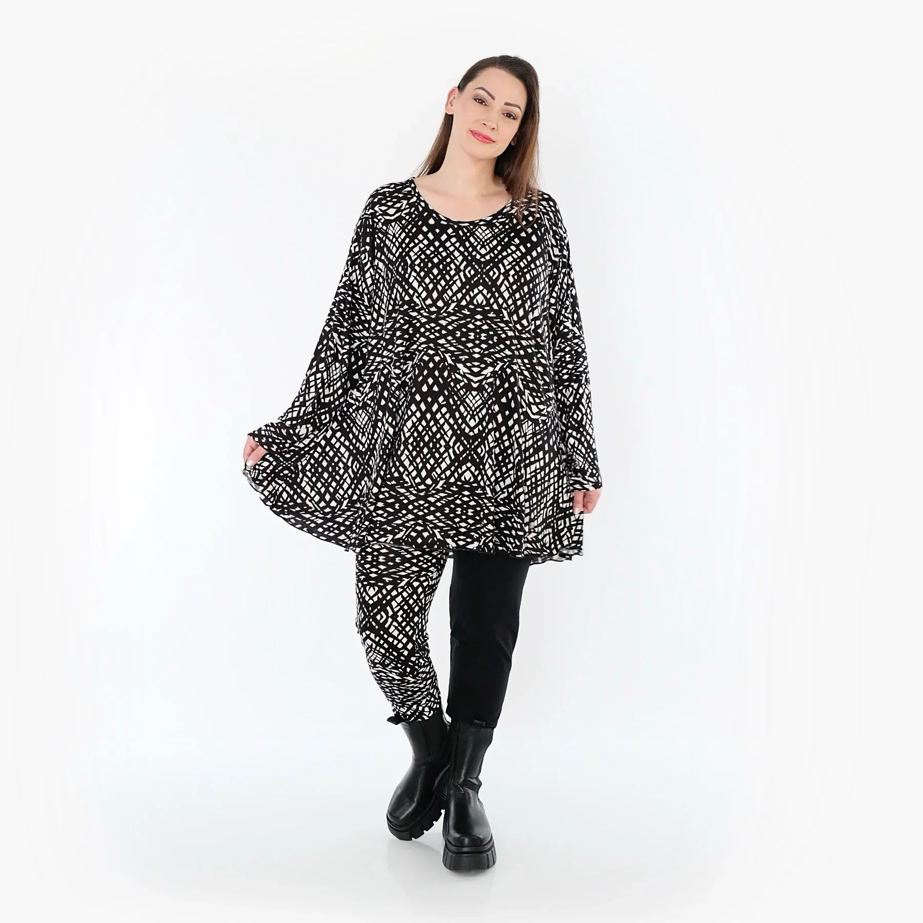 AKH Fashion 1892 Chemise, Noir et Blanc