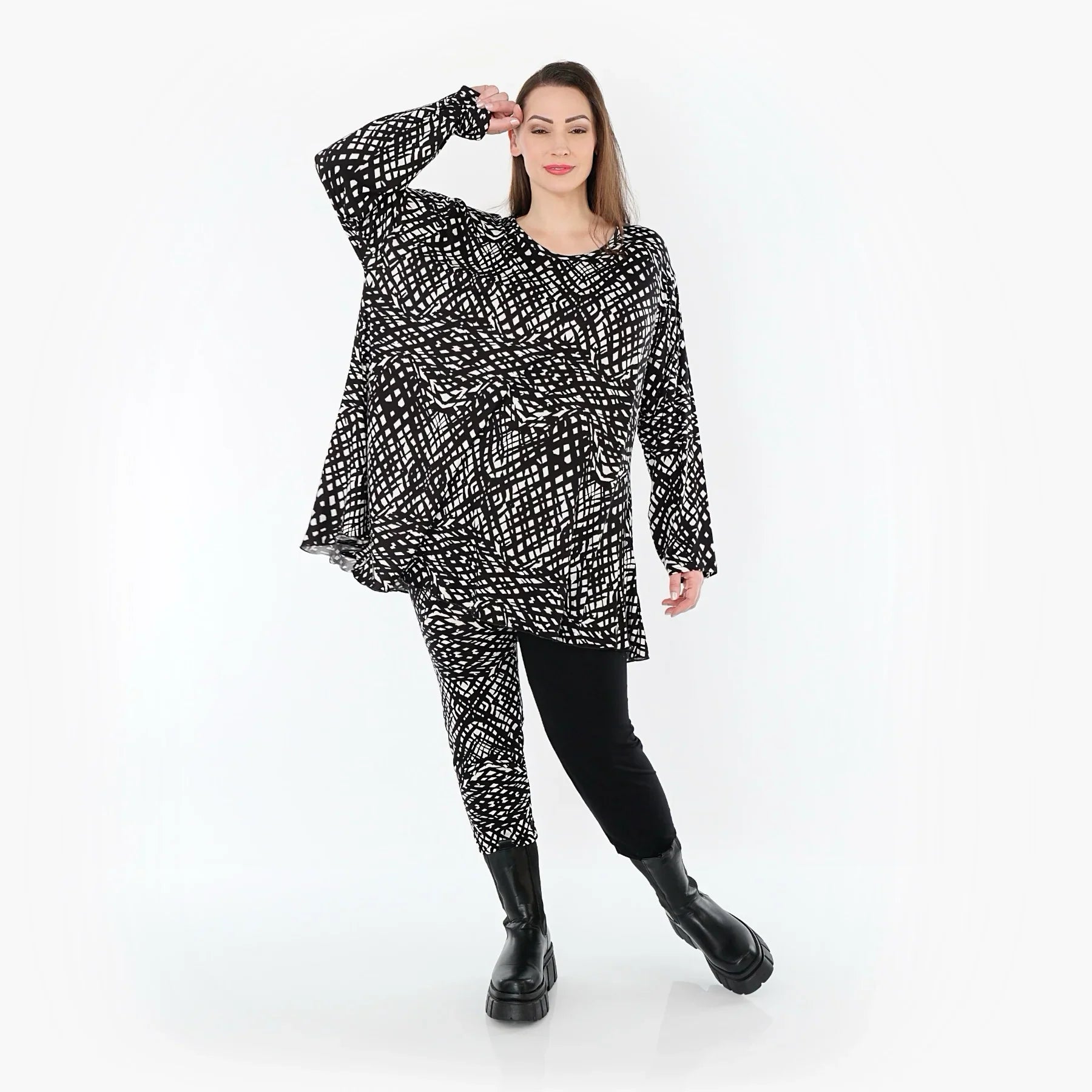 AKH Fashion 1892 Chemise, Noir et Blanc
