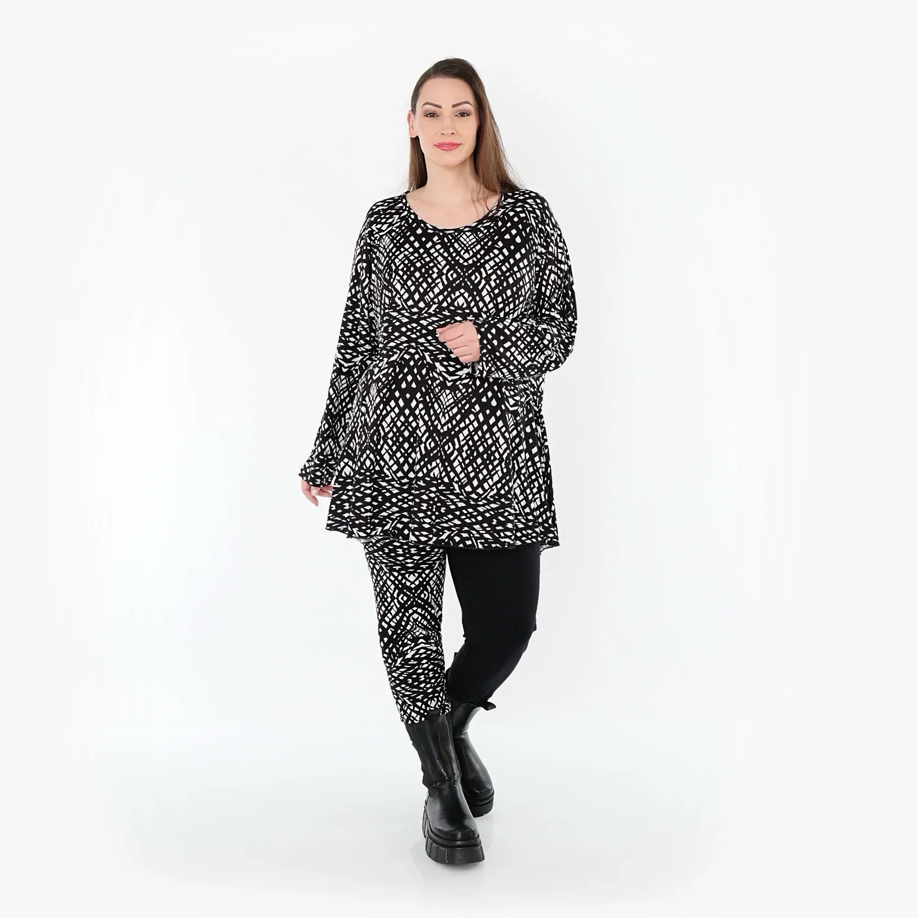 AKH Fashion 1892 Chemise, Noir et Blanc