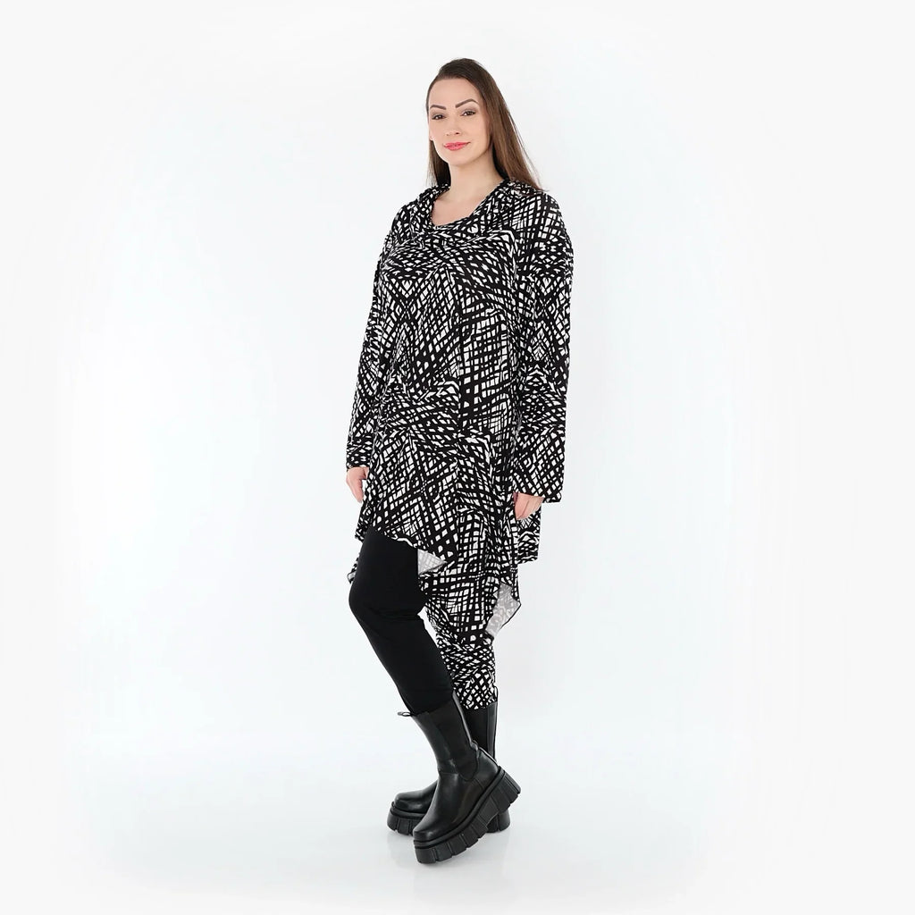 AKH Fashion 3371 Grand T-shirt, Noir-Blanc