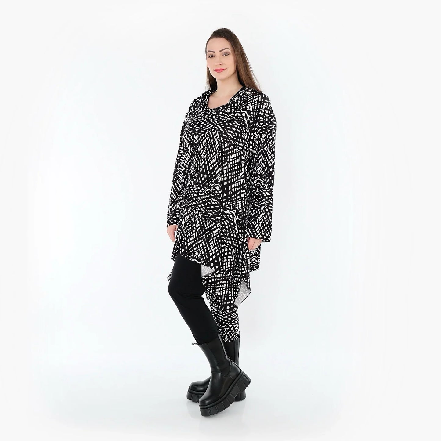 AKH Fashion 3371 Big Shirt, Schwarz-Weiß