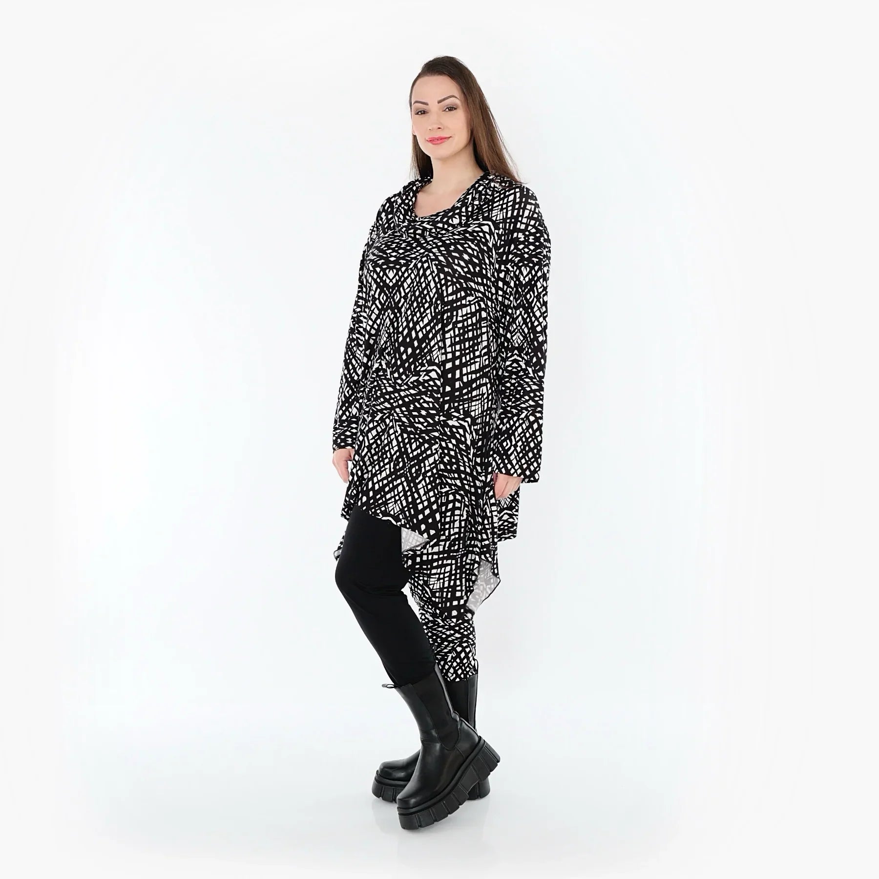 AKH Fashion 3371 Grand T-shirt, Noir-Blanc