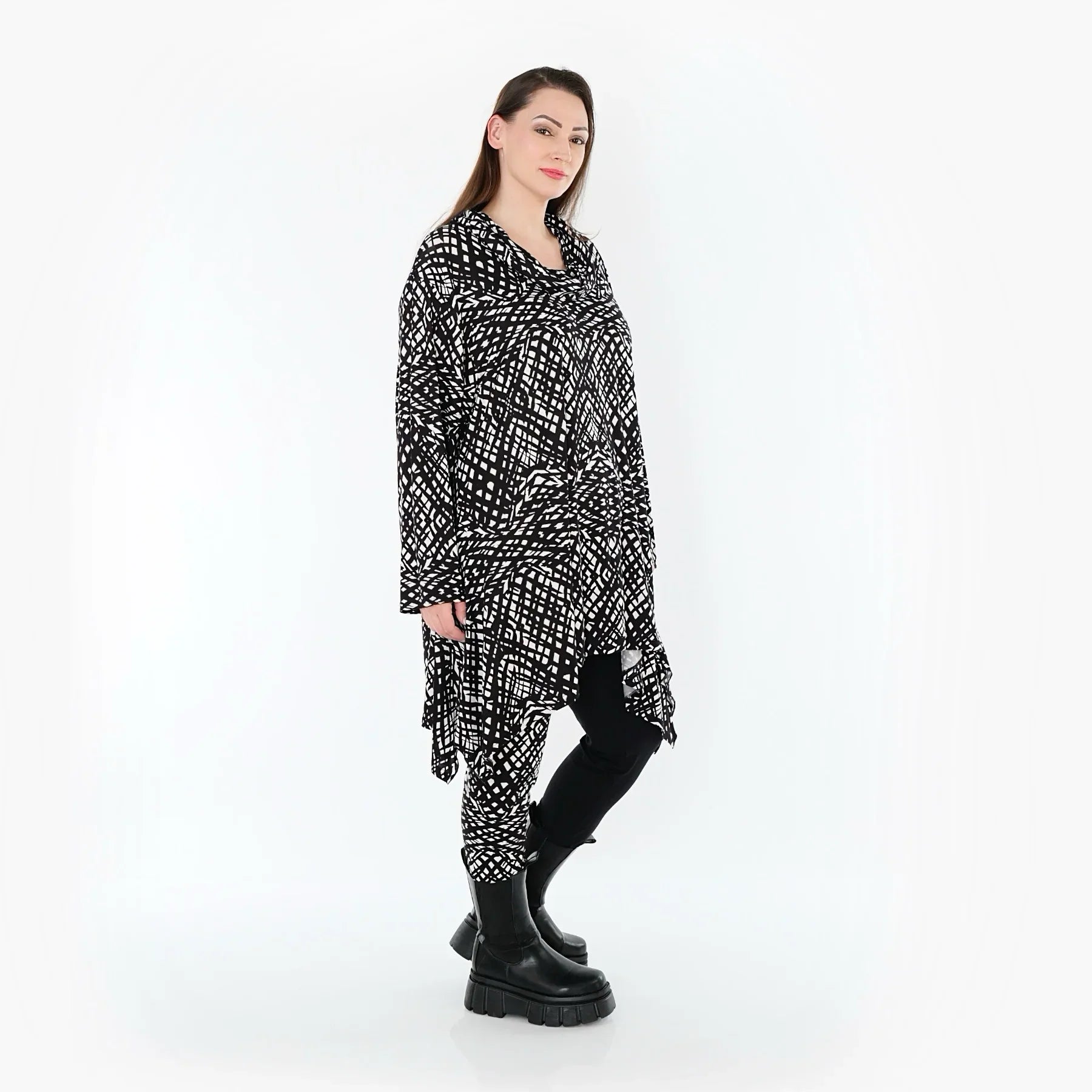 AKH Fashion 3371 Grand T-shirt, Noir-Blanc