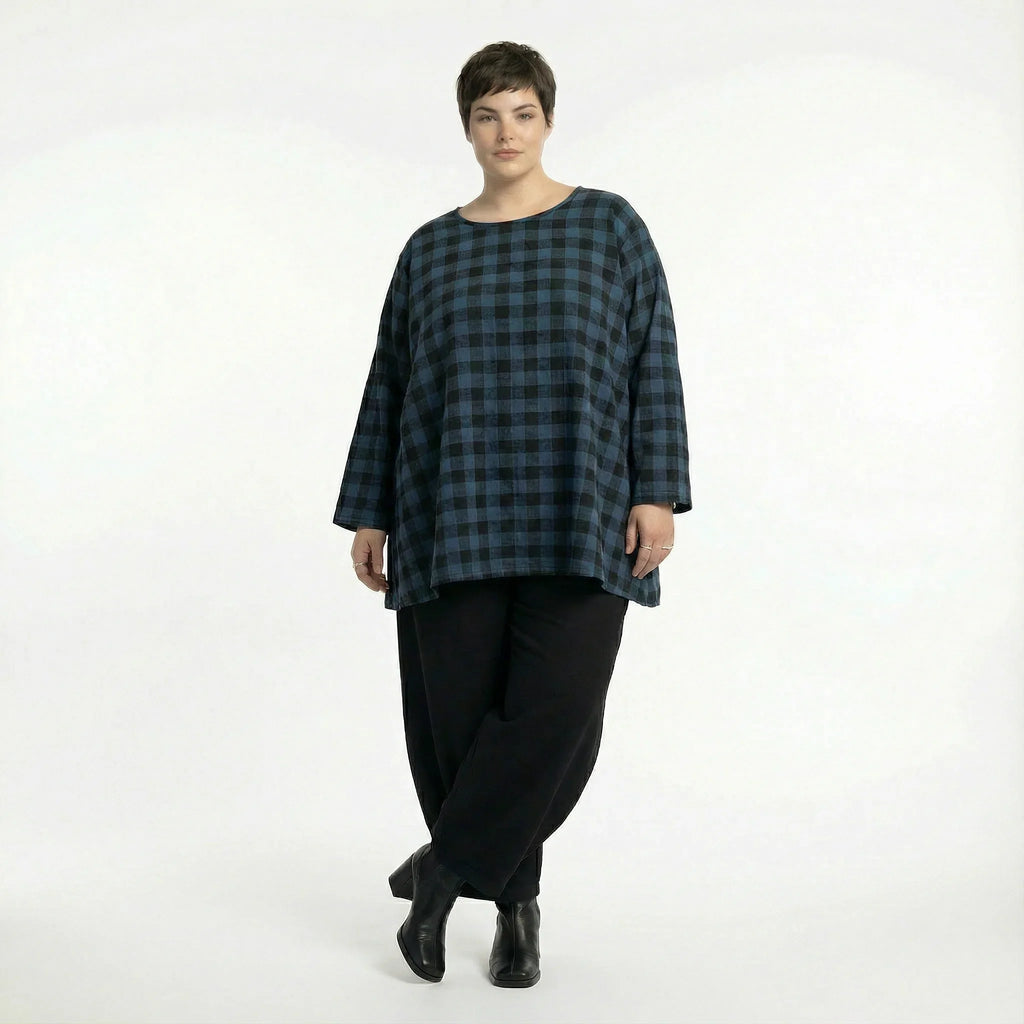AKH Fashion 593 Big Shirt, bleu-noir