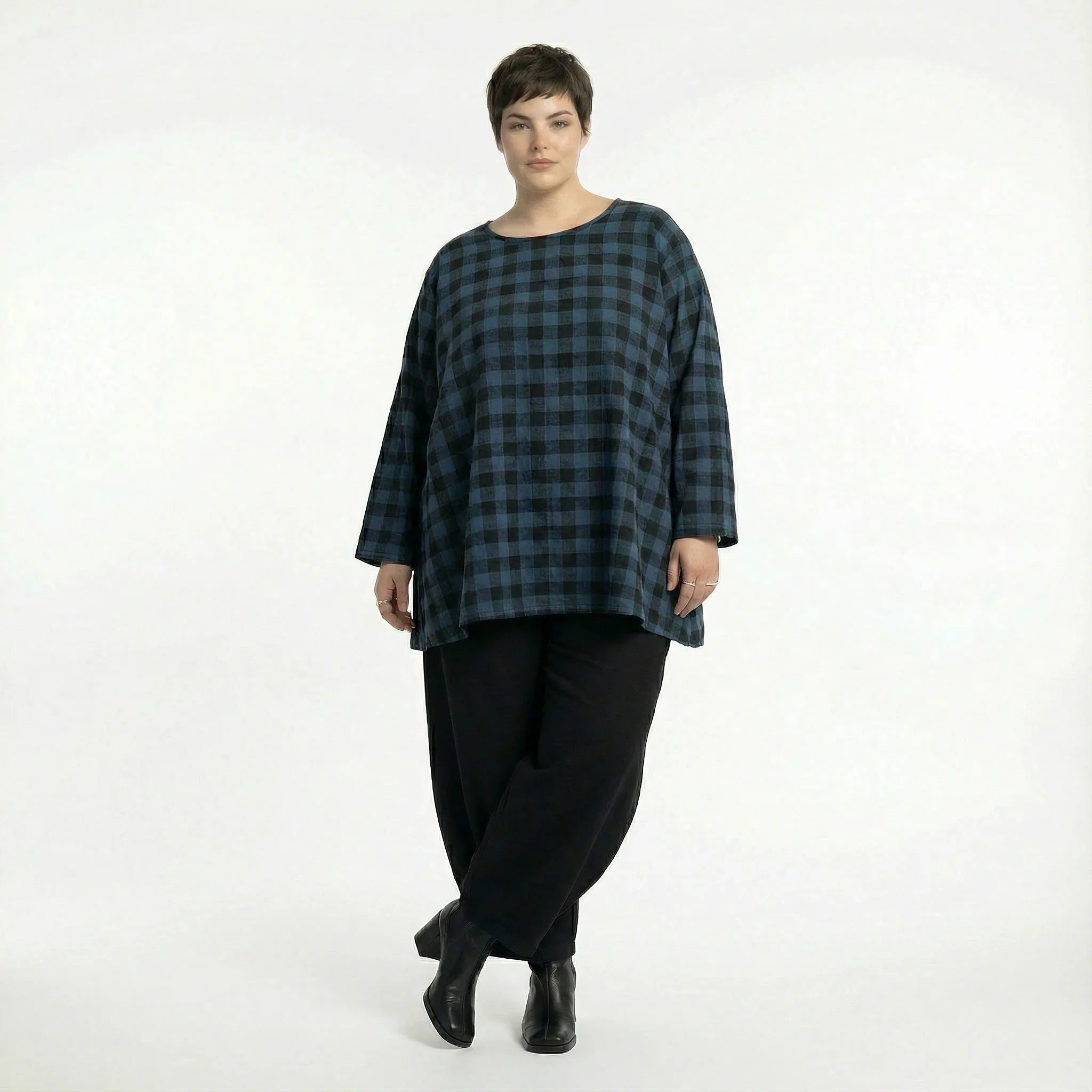 AKH Fashion 593 Big Shirt, Blue-Black