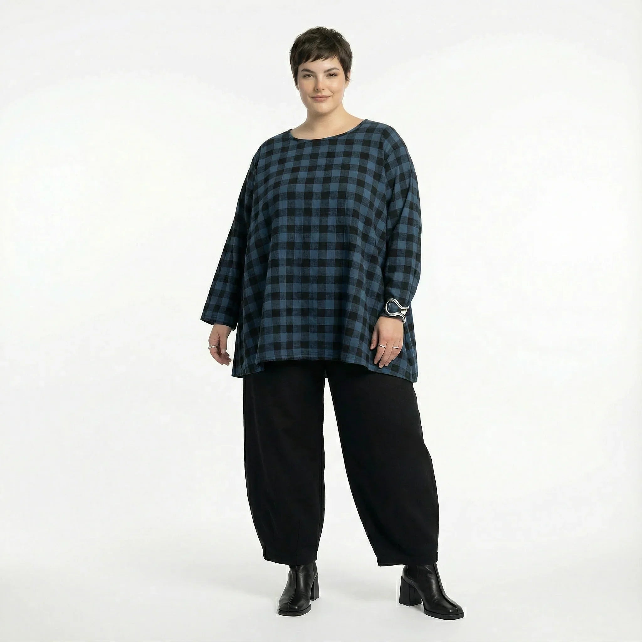 AKH Fashion 593 Big Shirt, Blue-Black