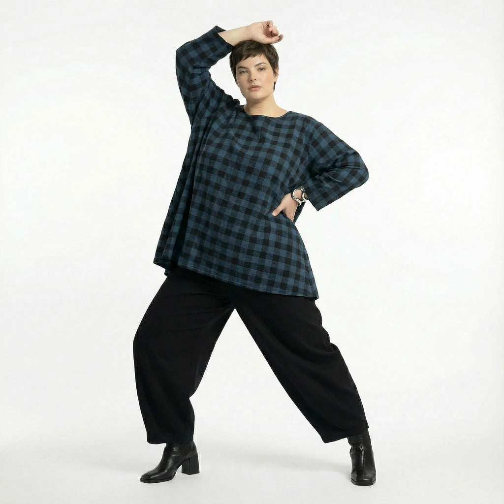 AKH Fashion 593 Big Shirt, bleu-noir