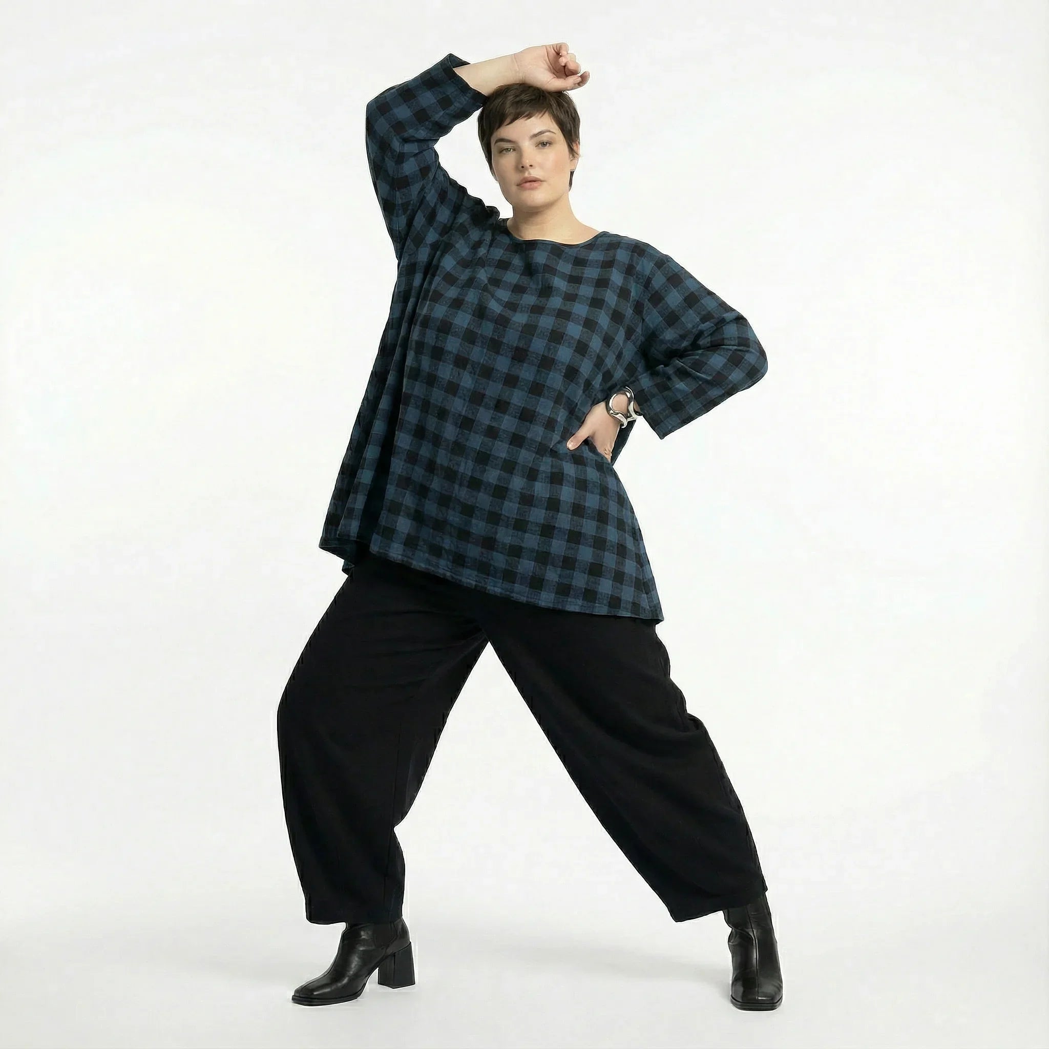 AKH Fashion 593 Big Shirt, bleu-noir