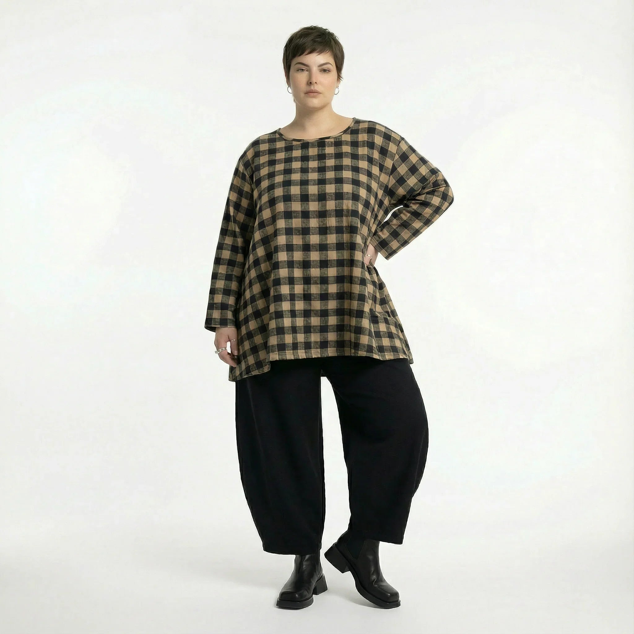 AKH Fashion 593 Big Shirt, Sand-Black