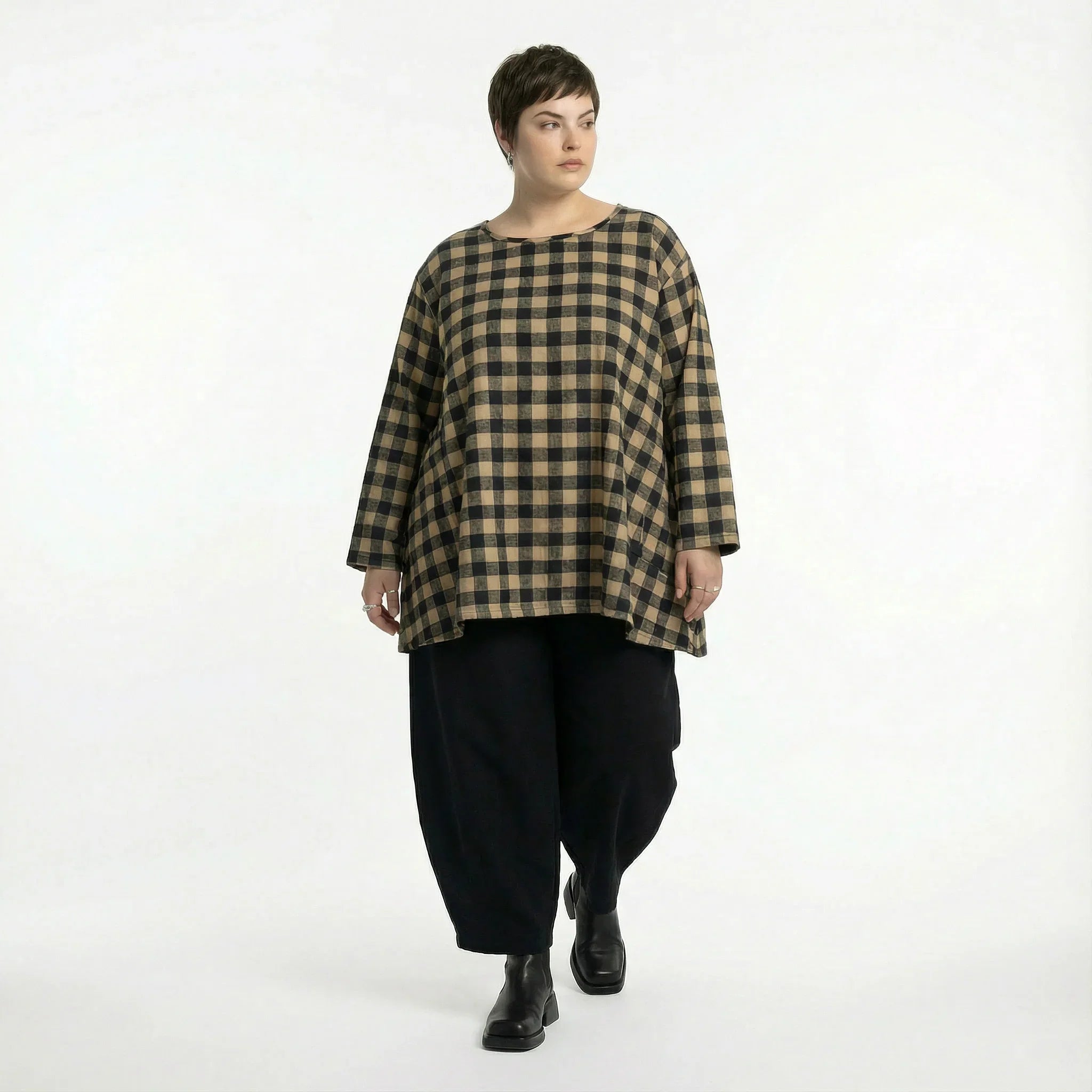 AKH Fashion 593 Big Shirt, Sand-Black