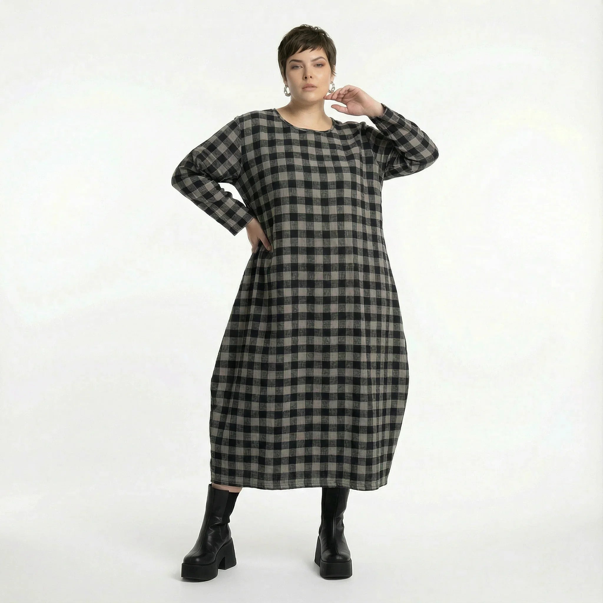 AKH Fashion 1926 Dress, Grey-Black