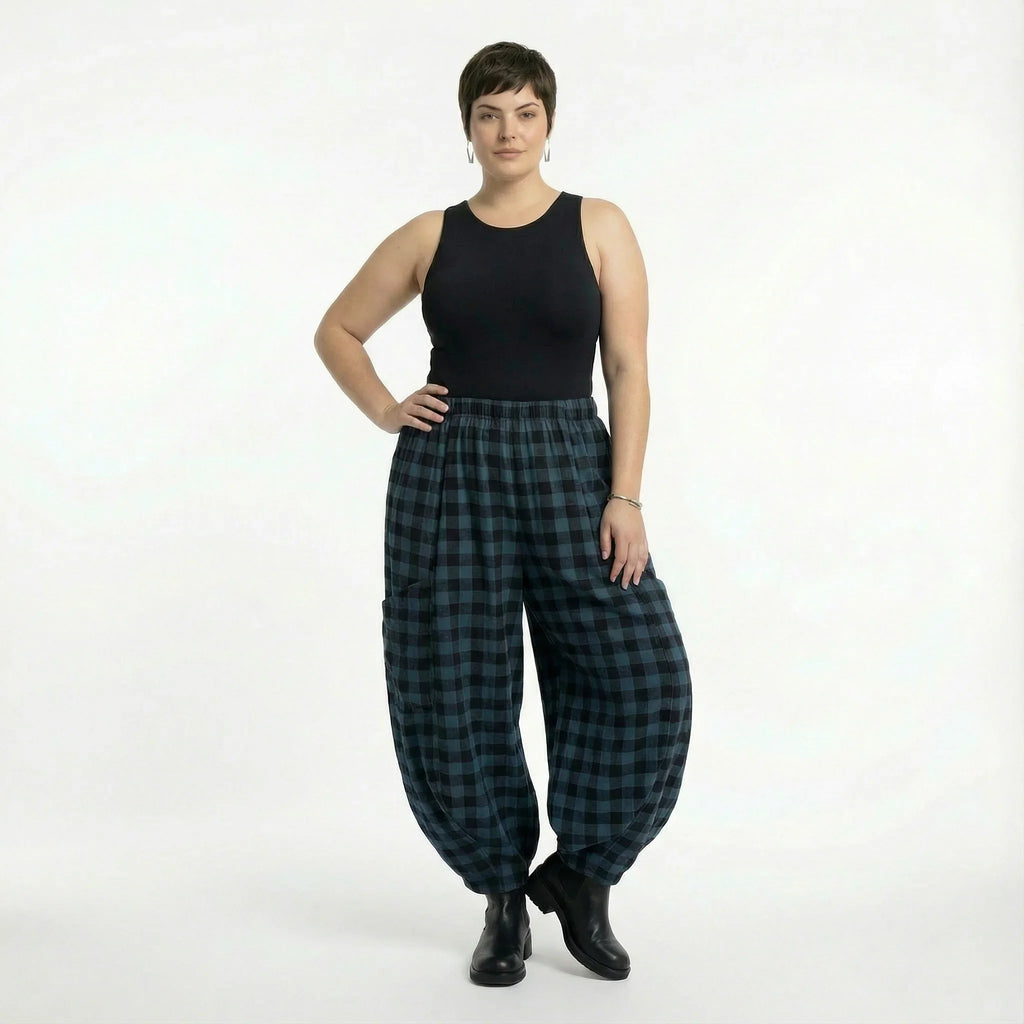 AKH Fashion 8069 Pantalon, Bleu-Noir