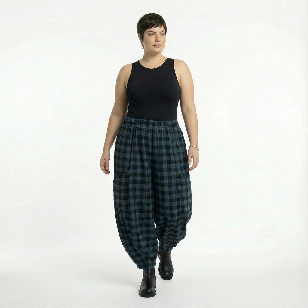 AKH Fashion 8069 Pantalon, Bleu-Noir