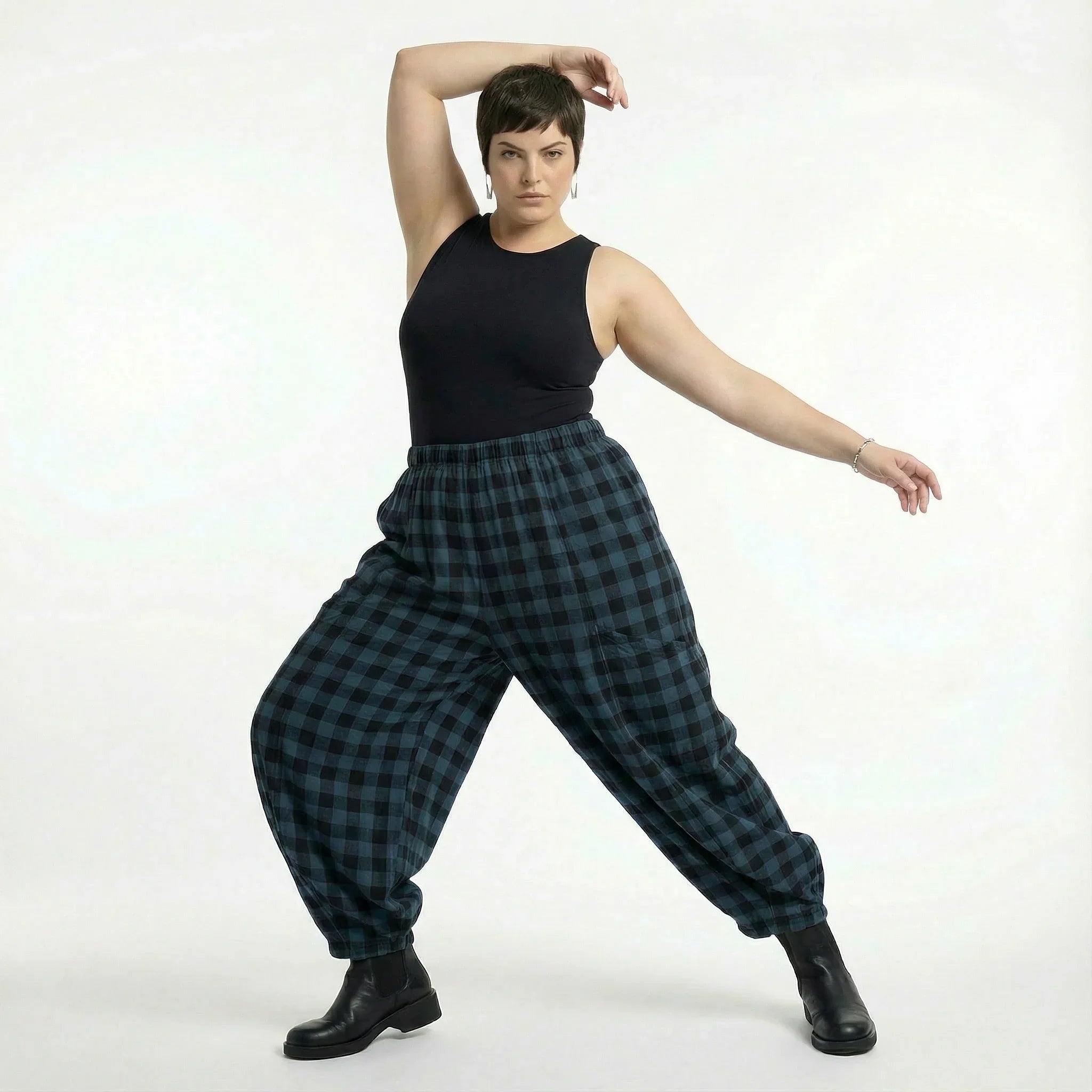 AKH Fashion 8069 Pantalon, Bleu-Noir