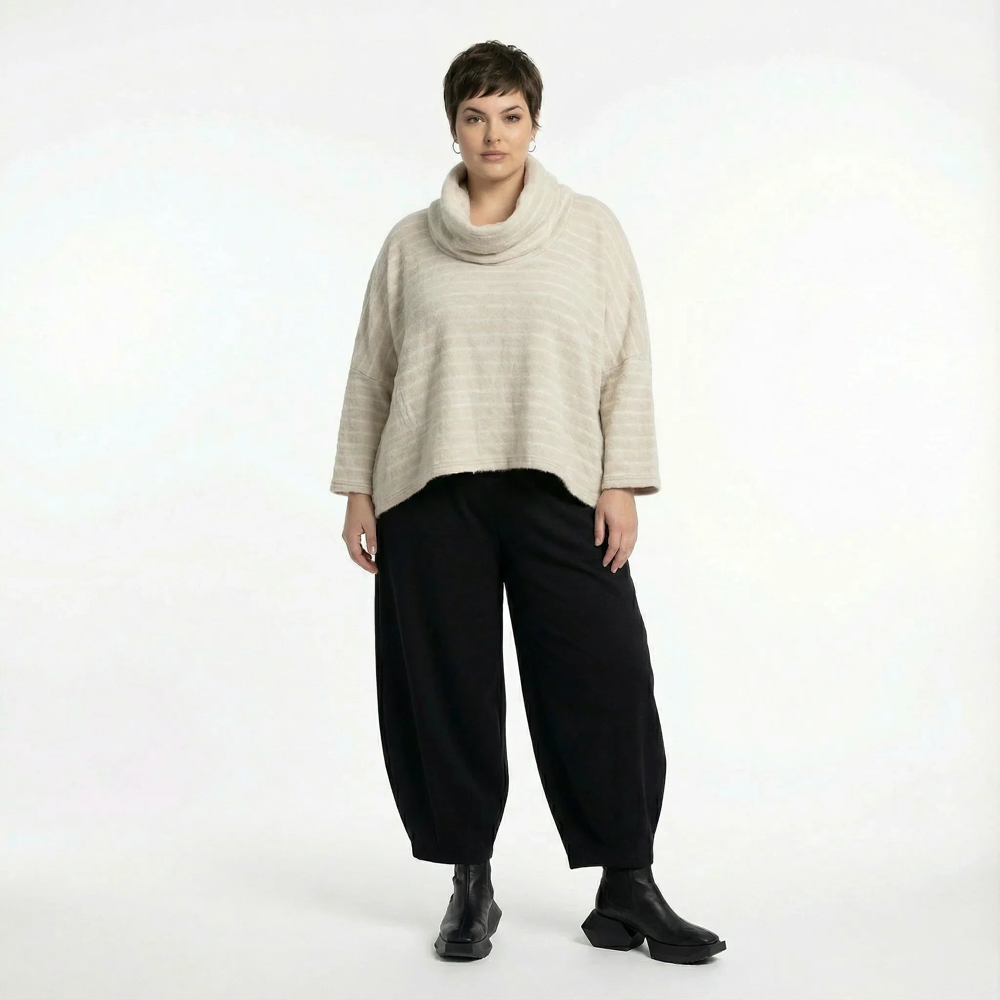 AKH Fashion 3019 Big Shirt, Beige-White