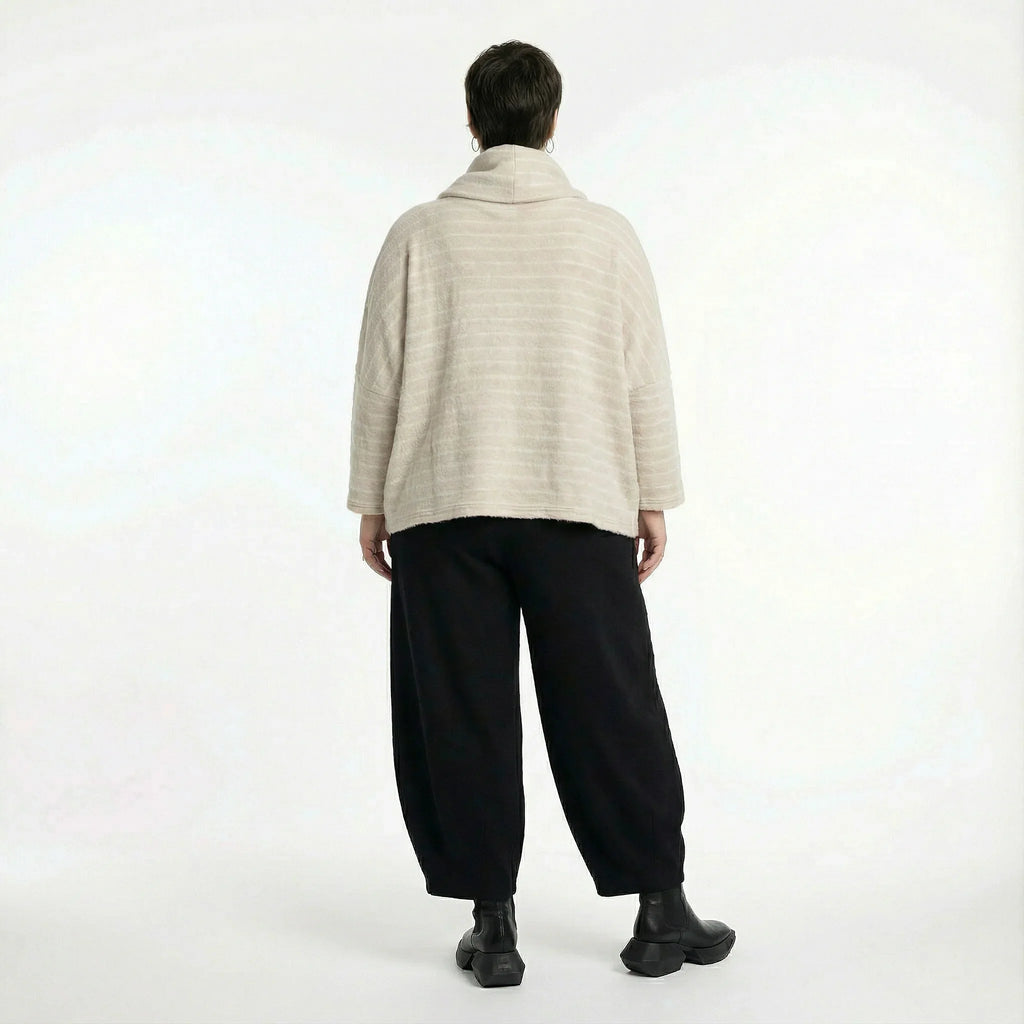 AKH Fashion 3019 Tunique ample, beige-blanc