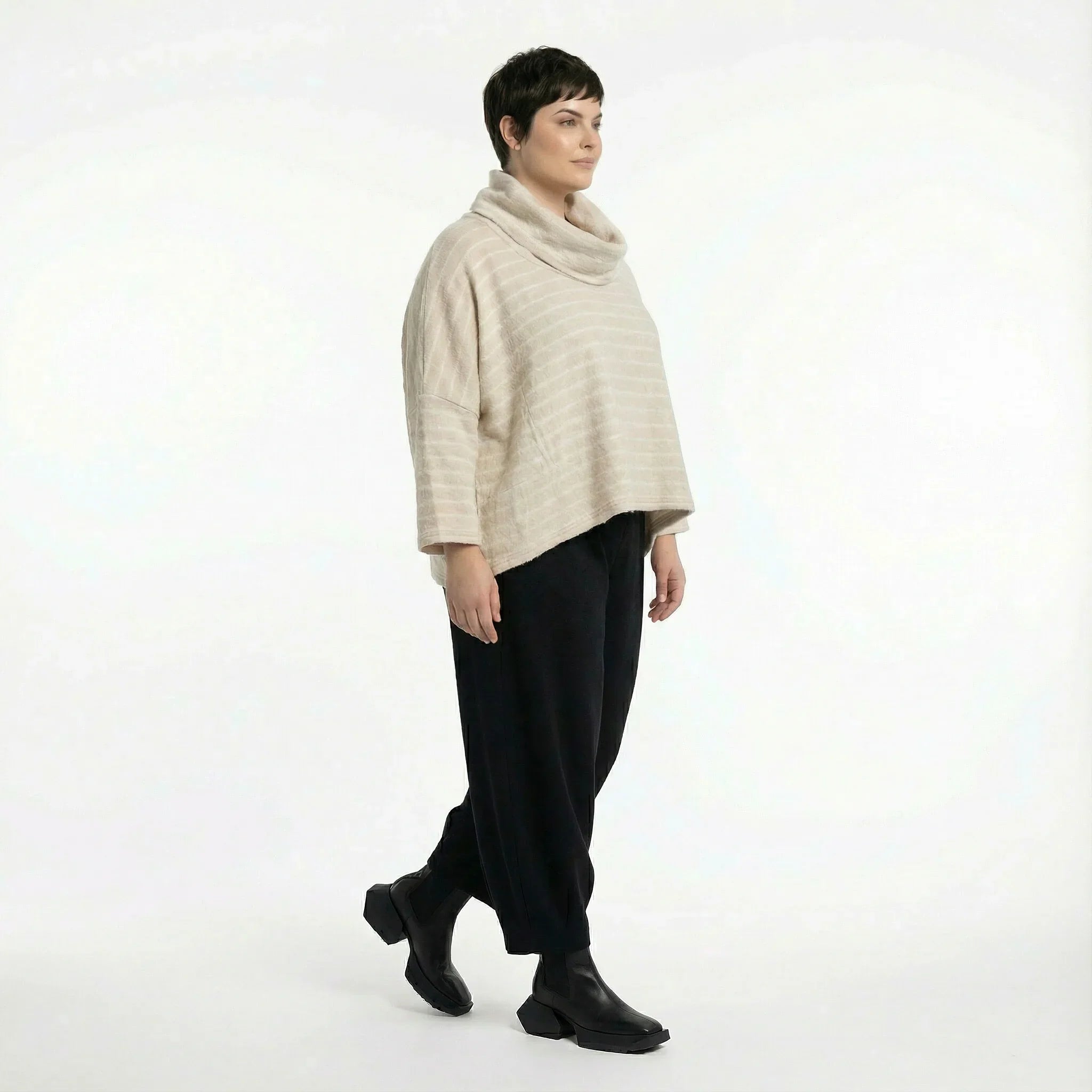 AKH Fashion 3019 Big Shirt, Beige-White