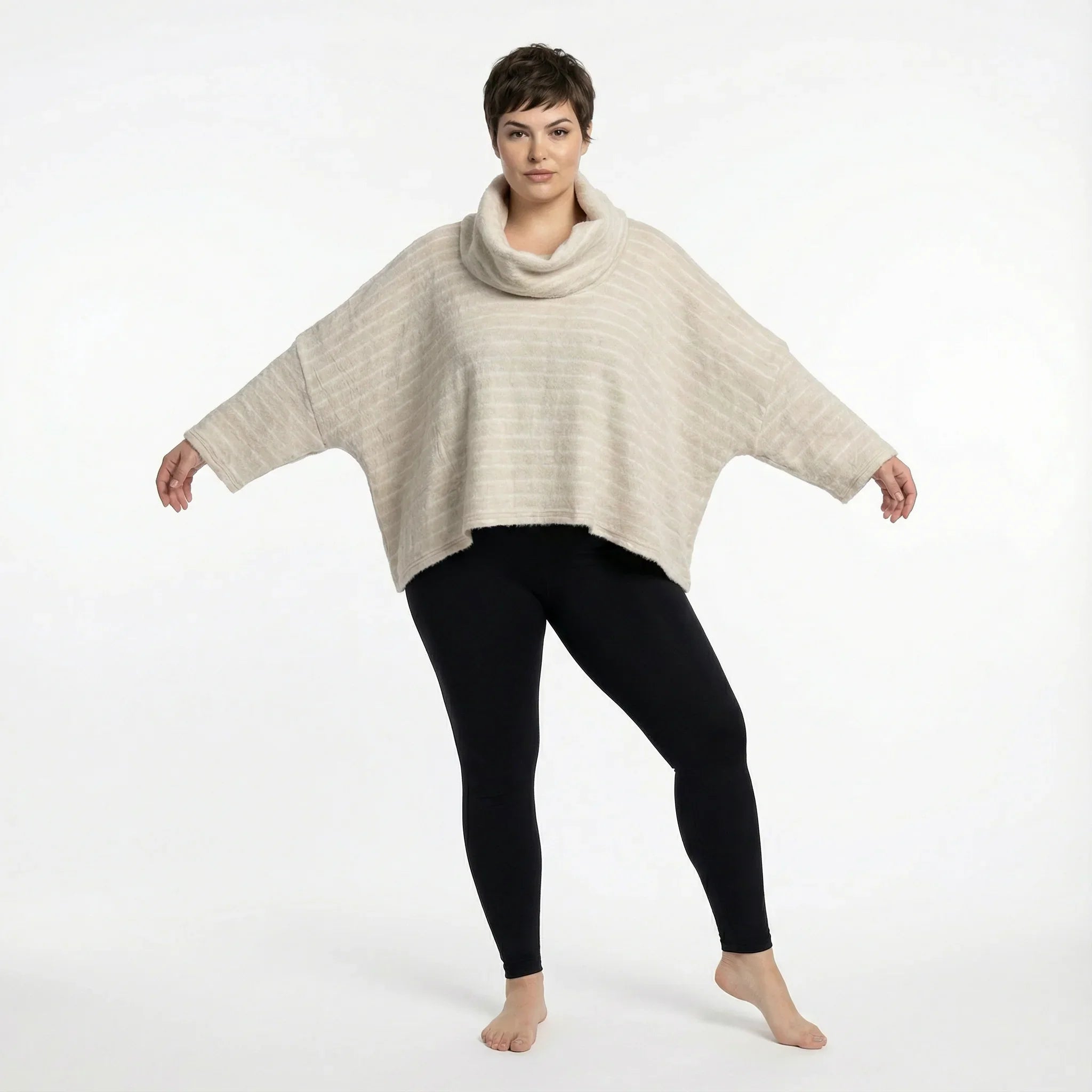 AKH Fashion 3019 Big Shirt, Beige-White