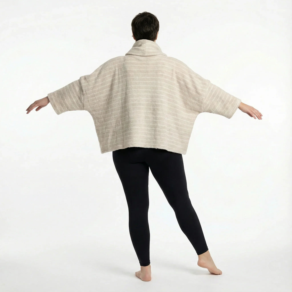 AKH Fashion 3019 Tunique ample, beige-blanc