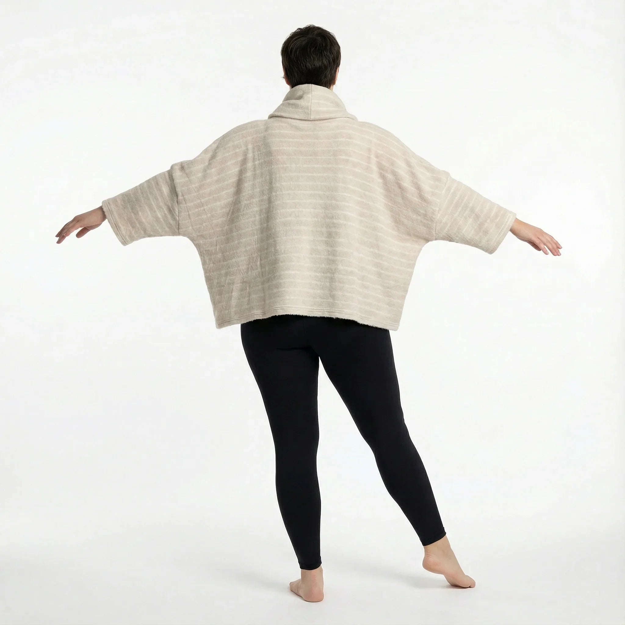 AKH Fashion 3019 Tunique ample, beige-blanc