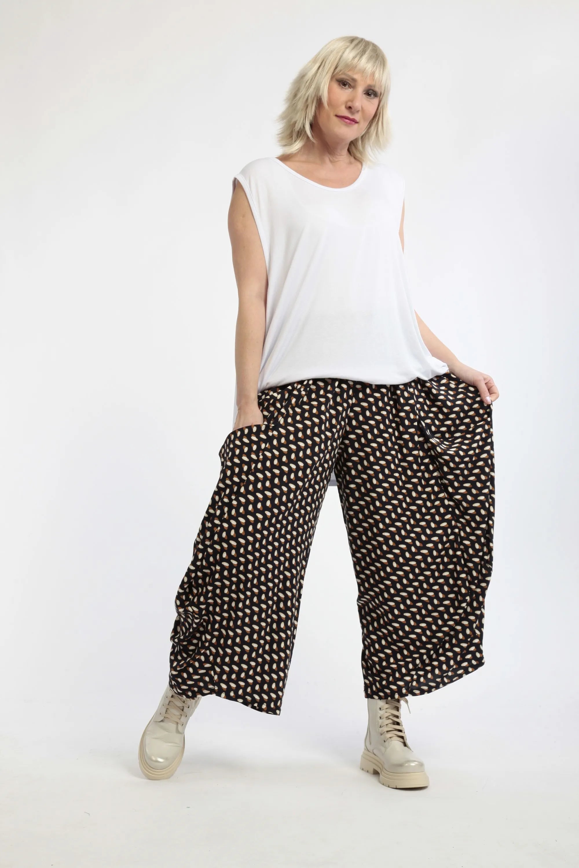 AKH 8069 trousers, navy blue-cognac